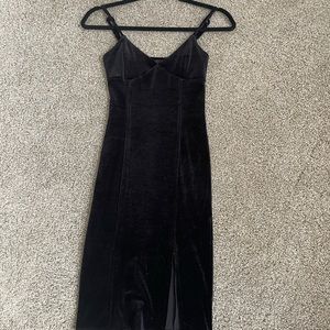 Black Velvet Bodycon Mini Dress with Side Slit. Like New. Small. Like New
